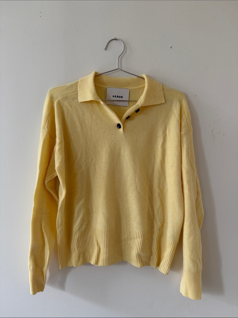 Aeron Yellow Collared Knit Sweater